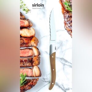 Legnoart Sirloin Series Steak Knives with Wood Handles - Silver Blades set of 4